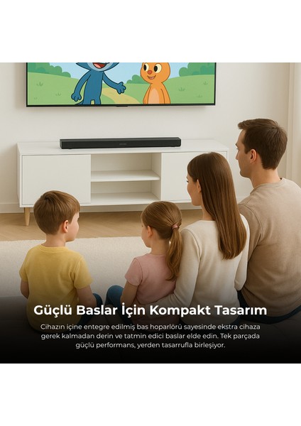 Harmony 2.1 Kanal Soundbar Bluetooth 5.3 HDMI Arc USB Optik Girişli Kablolu Subwoofer Ev Sinema Hoparlör Sistemi