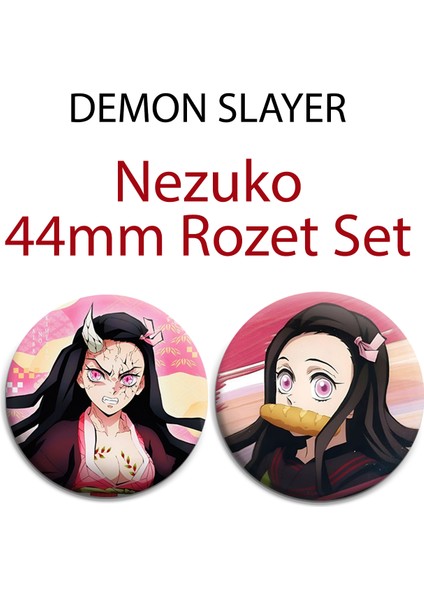 Demon Slayer Nezuko Kamado 44MM 2 Adet Rozet Set - Kimetsu No Yaiba