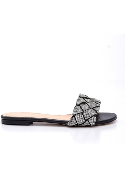 ELYIN SİYAH HAKİKİ DERİ Kadın DÜZ TERLİK