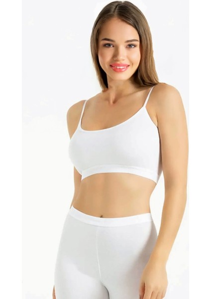 Bambu Ip Askılı Pedli Spor Beyaz Büstiyer 708