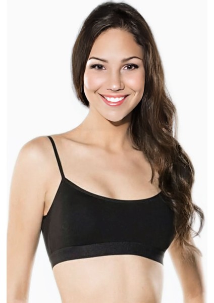 Bambu Ip Askılı Pedli Spor Siyah Büstiyer 708