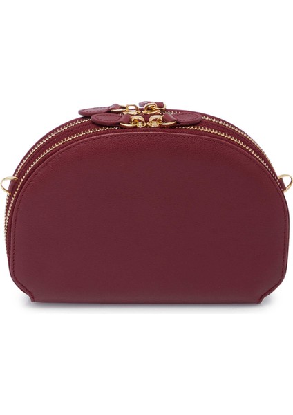 Bordo Hakiki Deri Kadın Çapraz Askılı Çanta - S25Y1BC80431-K16