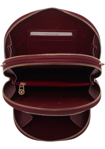 Bordo Hakiki Deri Kadın Çapraz Askılı Çanta - S25Y1BC80431-K16