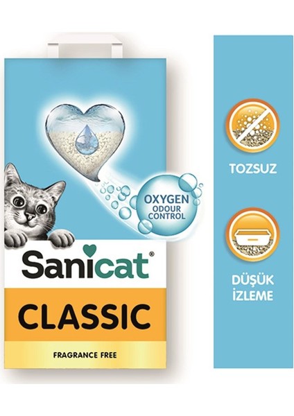 Classic Oksijen Kontrollü Ultra Emici Kedi Kumu 20 Lt