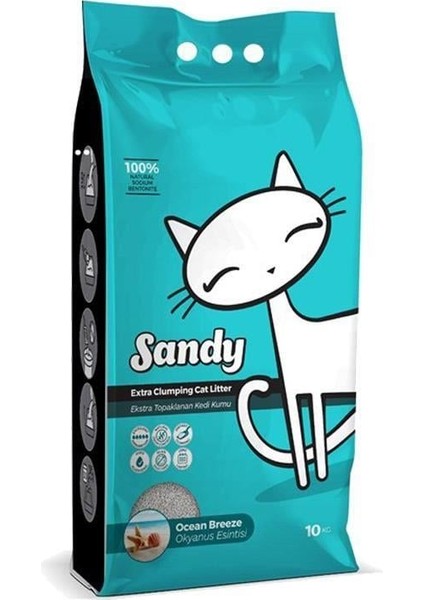 Okyanus Esintili Kokulu Ekstra Topaklanan Sodyum Bentonit Kedi Kumu 10kg