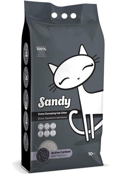 Aktif Karbonlu Tozsuz Topaklanan Sodyum Bentonit Gri Kedi Kumu 10kg