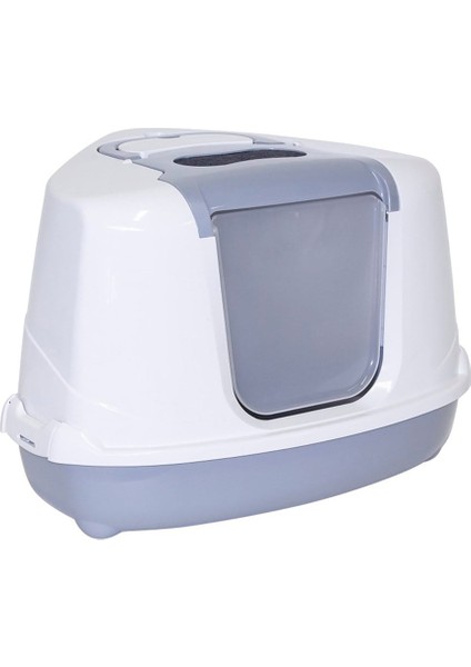 Flip Köşeli Filtreli Kapalı Kedi Tuvaleti Gri