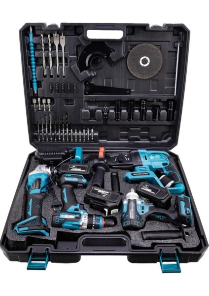 36V 5li Beşli Sarjlı Matkap Seti Somun Sıkma Hilti Darbeli Matkap Vidalama Spiral Powerbank 3x Batarya