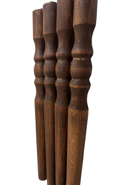 Koyu Meşe 44 cm Torna Ahşap Sehpa / Mobilya Ayakları – 4 Adet (Vida ve Bağlantı Aparatları Dahil)