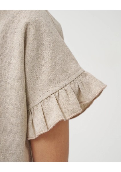 Kız Çocuk Keten Fırfır Detaylı Kısa Kollu Şortlu Takım fırsatları