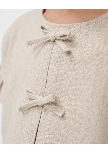 Kız Çocuk Keten Fırfır Detaylı Kısa Kollu Şortlu Takım indirimleri