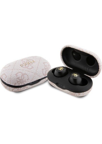 Lisanslı Klasik Metal Yazı Logolu Tws Kulak Içi Bluetooth Kulaklık Pembe