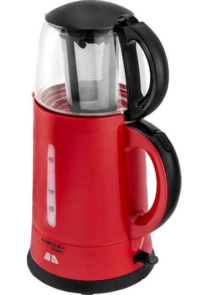 Teaplus Cam Demlikli Elektrikli Çay Makinesi Kırmızı