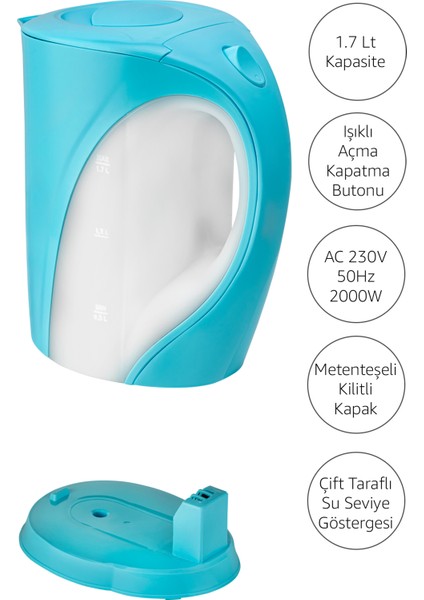 Marin Su Isıtıcı Kettle 1.7 Lt Mavi