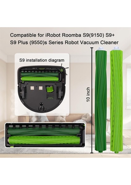 Irobot Roomba S9 (9150) S9+ S9 Plus (9550) S Serisi Elektrikli Süpürge Için Kauçuk Rulo Fırça, Çok Yüzeyli Kauçuk Fırçalar (Yurt Dışından)