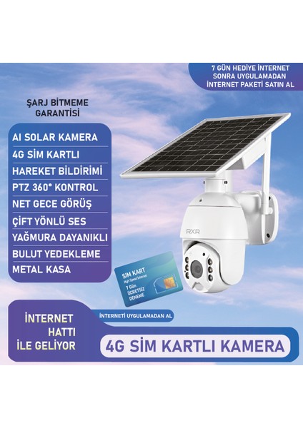 C16 4G Solar Full HD Sim Kartlı interneti içinde Sesli Alarmlı Metal Kasa Suya Dayanıklı