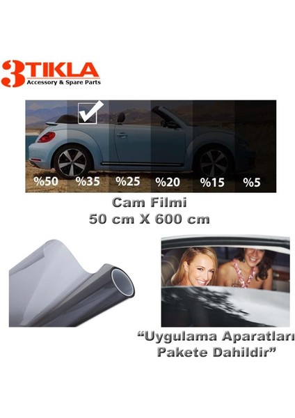 Oto/ev Cam Filmi 50CMX600CM Light Black