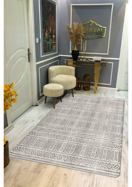Kaymaz Taban Yıkanabilir Dijital Baskı Dekoratif Modern Desenli Dot Taban Halı Zen Serisi ZEN03