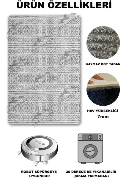 Kaymaz Taban Yıkanabilir Dijital Baskı Dekoratif Modern Desenli Dot Taban Halı Zen Serisi ZEN03 fiyatları