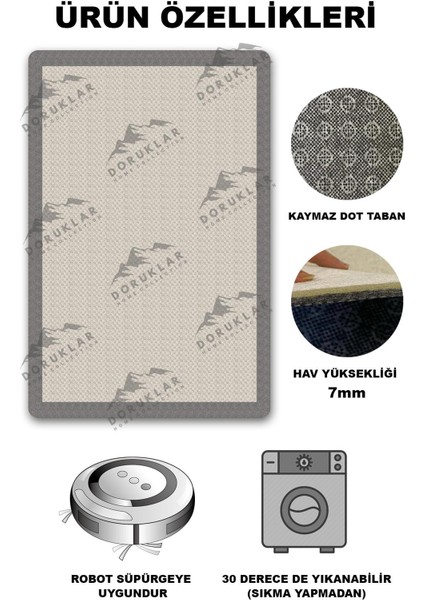 Kaymaz Taban Yıkanabilir Dijital Baskı Dekoratif Modern Desenli Dot Taban Halı Zen Serisi ZEN09 fiyatları