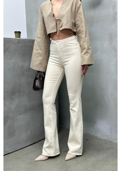 7578 Flare Kadın Büyük Beden Jean Pantolon