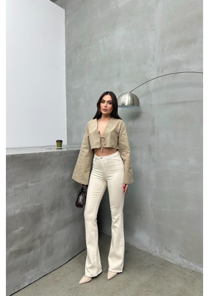 7578 Flare Kadın Büyük Beden Jean Pantolon fırsatları