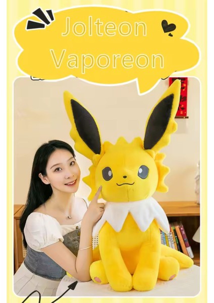 Jolteon Peluş Oyuncak Büyük 45CM Pokemon Peluş Oyuncak Tüylü Köpek Kedi Peluş