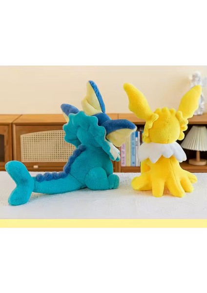 Jolteon Peluş Oyuncak Büyük 45CM Pokemon Peluş Oyuncak Tüylü Köpek Kedi Peluş