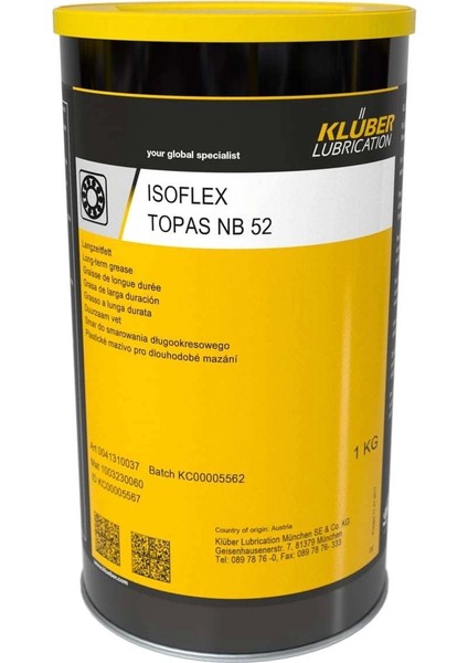 Isoflex Topas Nb 52 1kg – Yüksek Hızlı Rulmanlar Için Sessiz ve Uzun Ömürlü Sentetik Gres