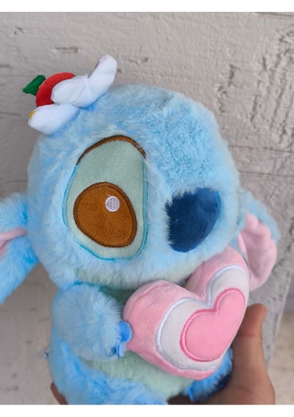 Stitch Peluş Oyuncak Kalp Elinde 225CM Yumoş Tüylü Uyku Arkadaşı Hediyelik Peluş Stich