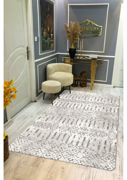 Kaymaz Taban Yıkanabilir Dijital Baskı Dekoratif Modern Desenli Dot Taban Halı Zen Serisi ZEN04