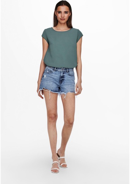15142784 Onlvıc S/s Solıd Top Noos Wvn Kadın T-Shirt modelleri