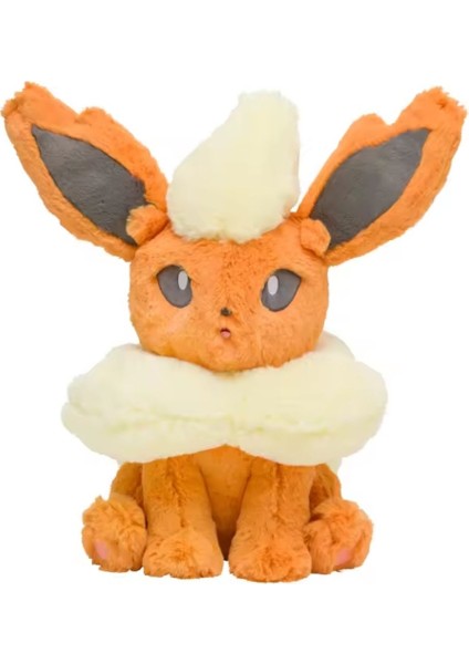 Eevee Evrimi Flareon Peluş Oyuncak Büyük 45CM Pokemon Peluş Oyuncak Tüylü Köpek Kedi Peluş
