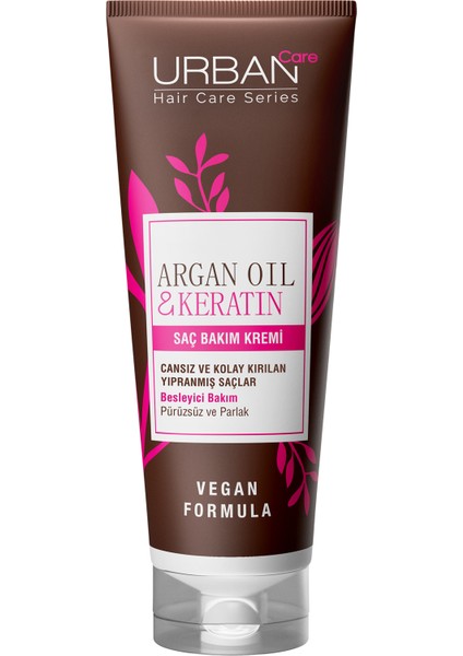 Argan Yağı&Keratin Kolay Kırılan Yıpranmış Saçlara Özel Saç Bakım Kremi-Vegan-250ML