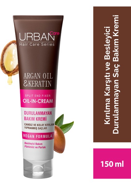 Argan Yağı&Keratin Kolay Kırılan Saçlar Besleyici Bakım Kremi-Vegan-150ML
