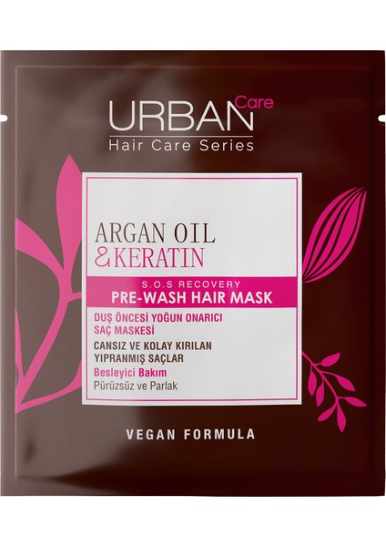 Argan Yağı&Keratin Kolay Kırılan Saçlar Besleyici Duş Öncesi Saç Bakım Maskesi-Vegan-50ML