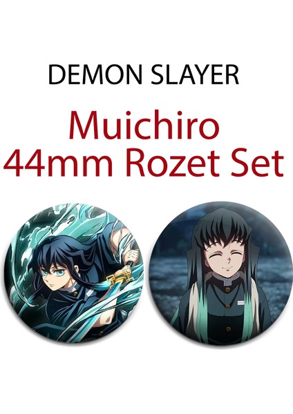 Demon Slayer Muichiro Tokito 44MM 2 Adet Rozet Set - Kimetsu No Yaiba
