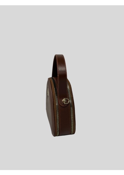 Çift Fermuarlı Oval Çanta