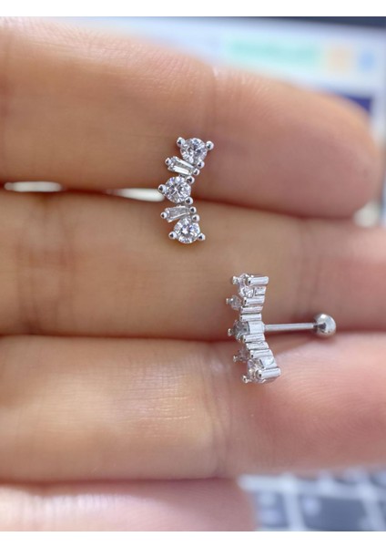 1 Adet Zirkon Taşlı Helix Tragus Conch Uyumlu Piercing