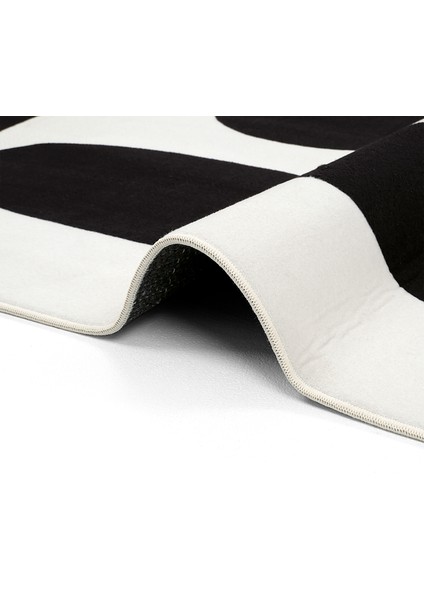 Agnes Krem Siyah Halı Soyut Monokrom Modern Halı Minimal Tarz Yıkanabilir Yumuşak Doku İpeksi Halı
