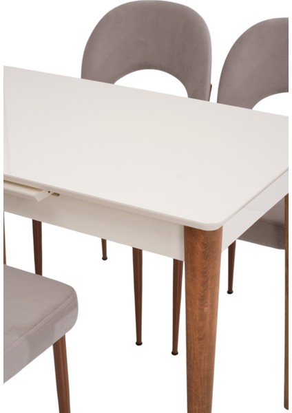 Melisa Hilal Lak Panel Açılır Mutfak Masa Sandalye Takımı 60X100