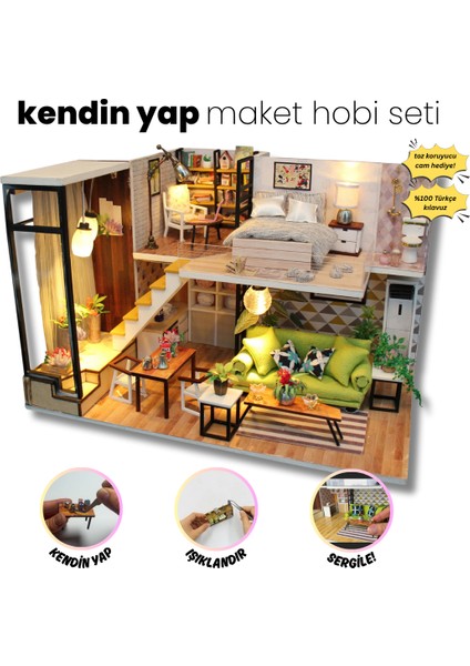 Kendin Yap Minyatür Modern Villa | Minyatür Maket Ev | 3D Ahşap Puzzle, Yetişkinler İçin El Yapımı Hediye