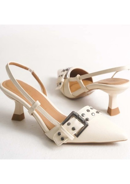 Feles Zımba Toka Detaylı Arkası Açık Stiletto Kadın Topuklu Ayakkabı modelleri