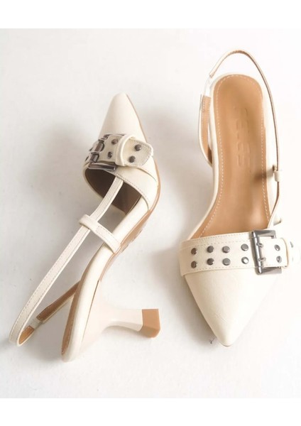 Feles Zımba Toka Detaylı Arkası Açık Stiletto Kadın Topuklu Ayakkabı indirimleri
