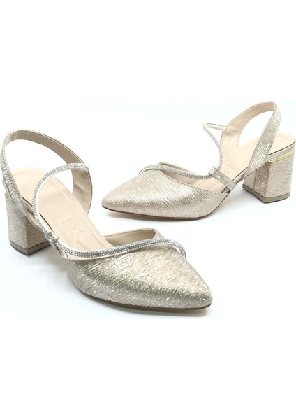 Mehtap Şerit Taşlı Kadın Abiye Topuklu Ayakkabı