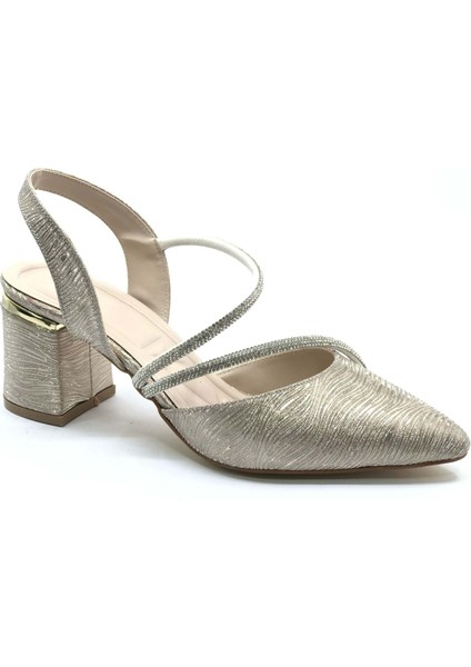 Mehtap Çift Şerit Taşlı Kadın Abiye Topuklu Ayakkabı modelleri