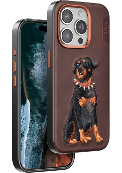 Iphone 15 Pro Max Perma Desenli Kapak - Koyu Kahve Nrmsa