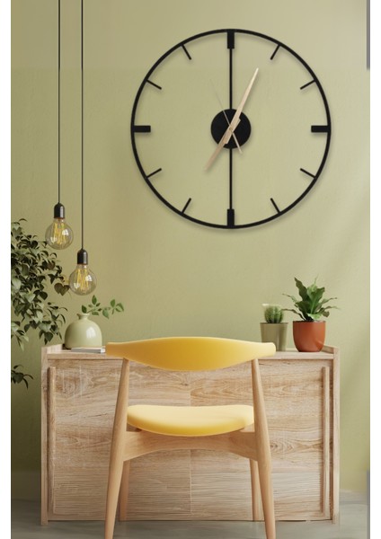 Dekoratif Siyah Metal Duvar Saati 60X60CM
