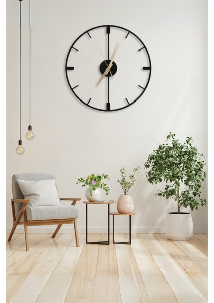 Dekoratif Siyah Metal Duvar Saati 60X60CM