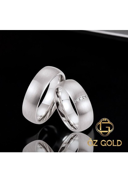 Bayan 925 Ayar 6mm Özel El Işi Zirkon Taşlı ve Rodyum Kaplamalı Gümüş Alyans